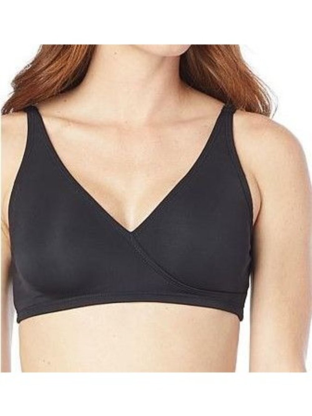 Rhonda Shear 2pk Butterknit Wrap Bra w/Removable Pad 761-081 Blk & White L